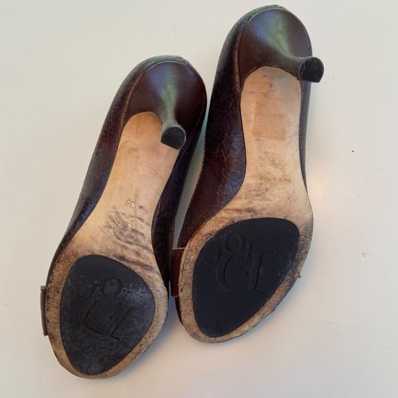 RARE Vintage Christian DIOR size 38 Women’s leather CD logo brown peep toe pumps - Picture 4 of 4